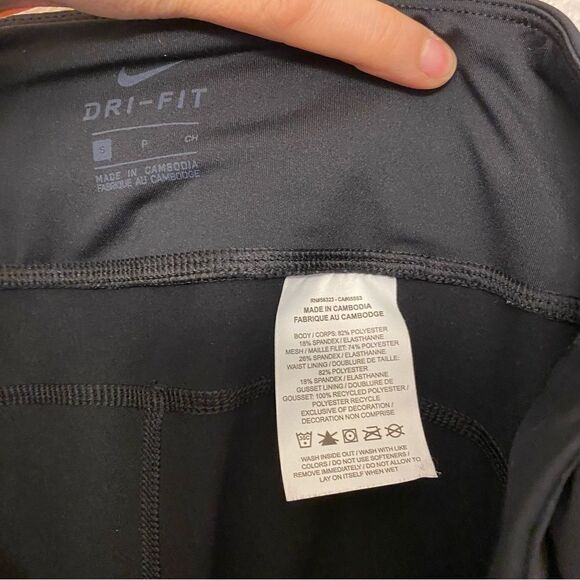 Nike Power Epic Crop mesh running Leggings 938602-010 Black back zipper pocket S - Picture 9 of 13